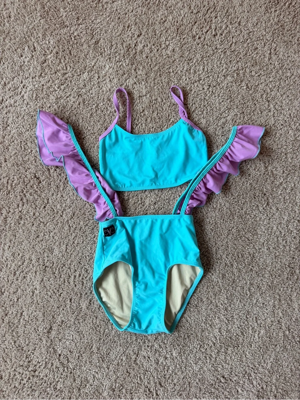 Kandi Kouture Turquoise and Purple Ruffle Dance Set